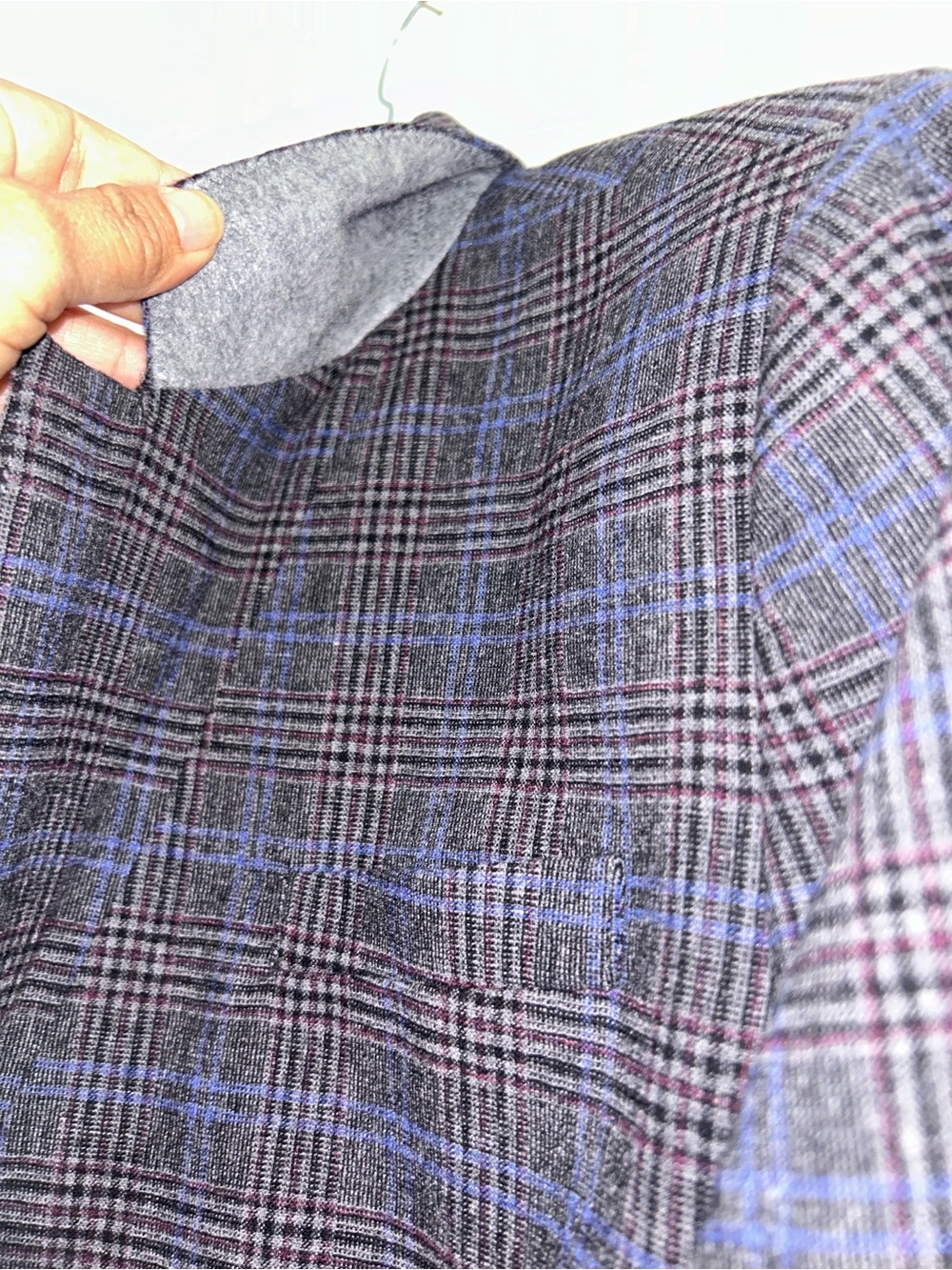 Madewell Gray-Blue Checked Double-Breasted Blazer - Picture 16 of 16